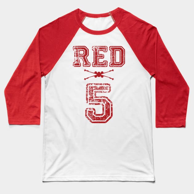 Red 5 Baseball T-Shirt by vancityfilming